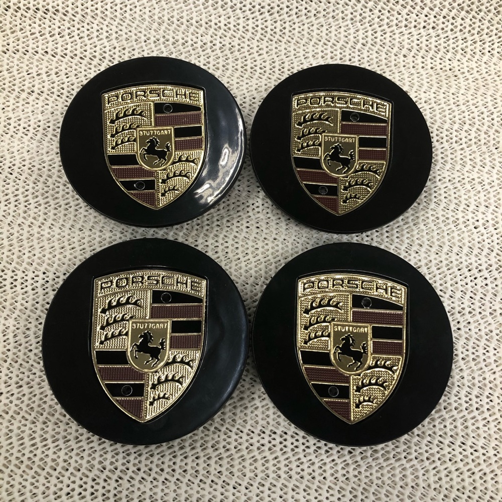 COPY - 4 Porsche center cap black new 76 mm